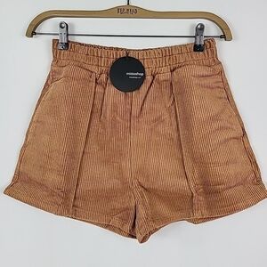 NEW Mittoshop Women's Corduroy Wait With You Shorts Camel Rust High Rise Sz M